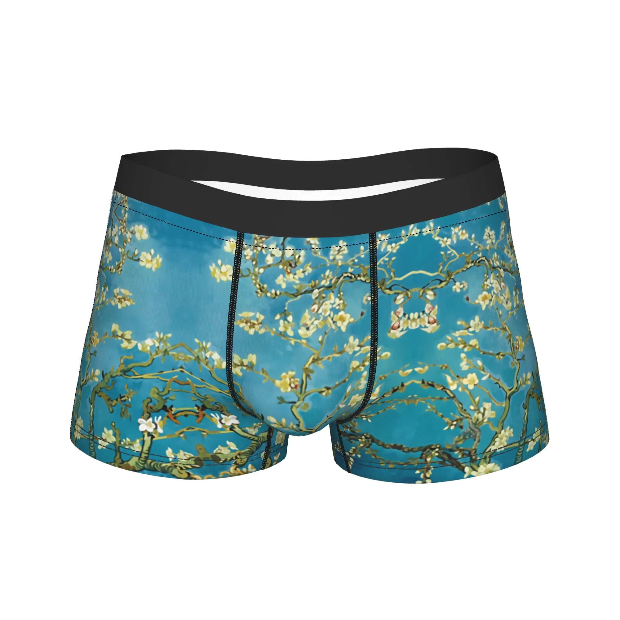 Custom Van Gogh Almond Blossoms Art Boxer Shorts Pouch Underwear Quality Design Shorts Briefs Sexy Soft Underpants Plus Size 2XL
