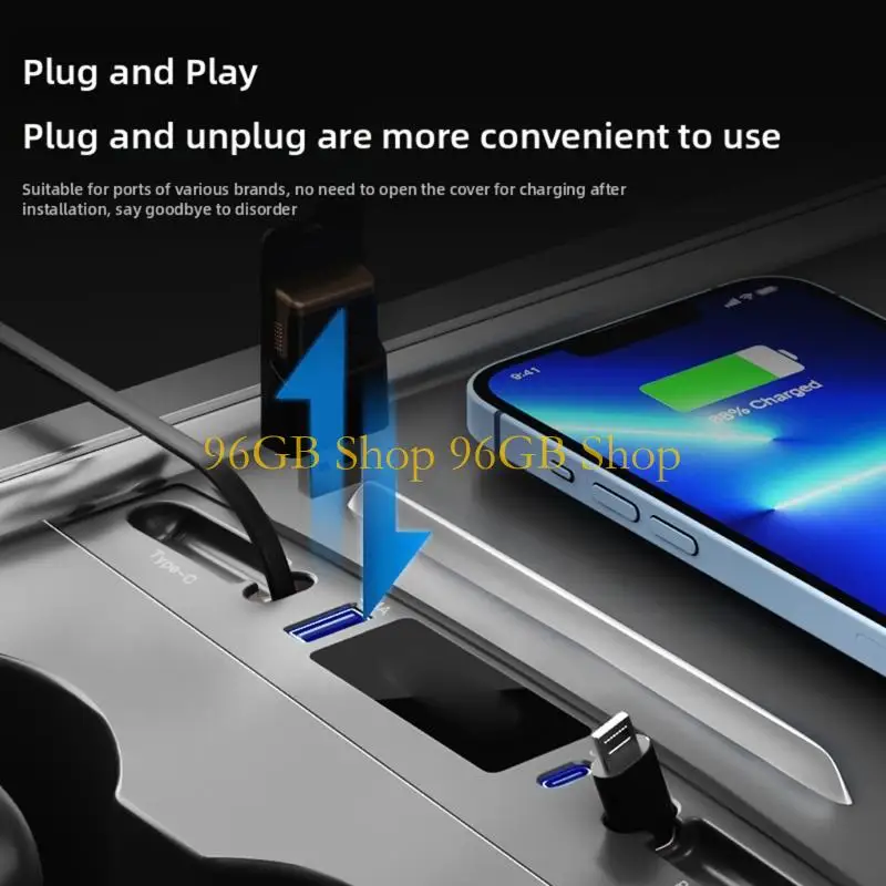 96GB USB Hub Offering Retractable Cable And 27W Rapid Charging For Half Hour Quick Recharge Docking Station