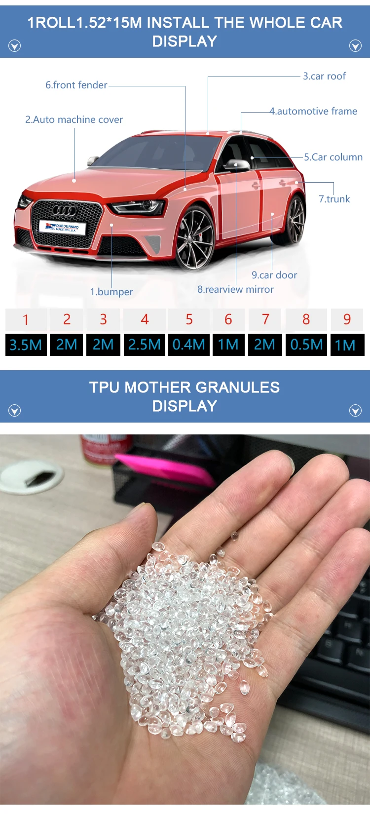 Hydrophobicity Car PPF 15*1.52m Roll Self Healing Gloss Black Matte TPU Anti Scratch Car Paint Film