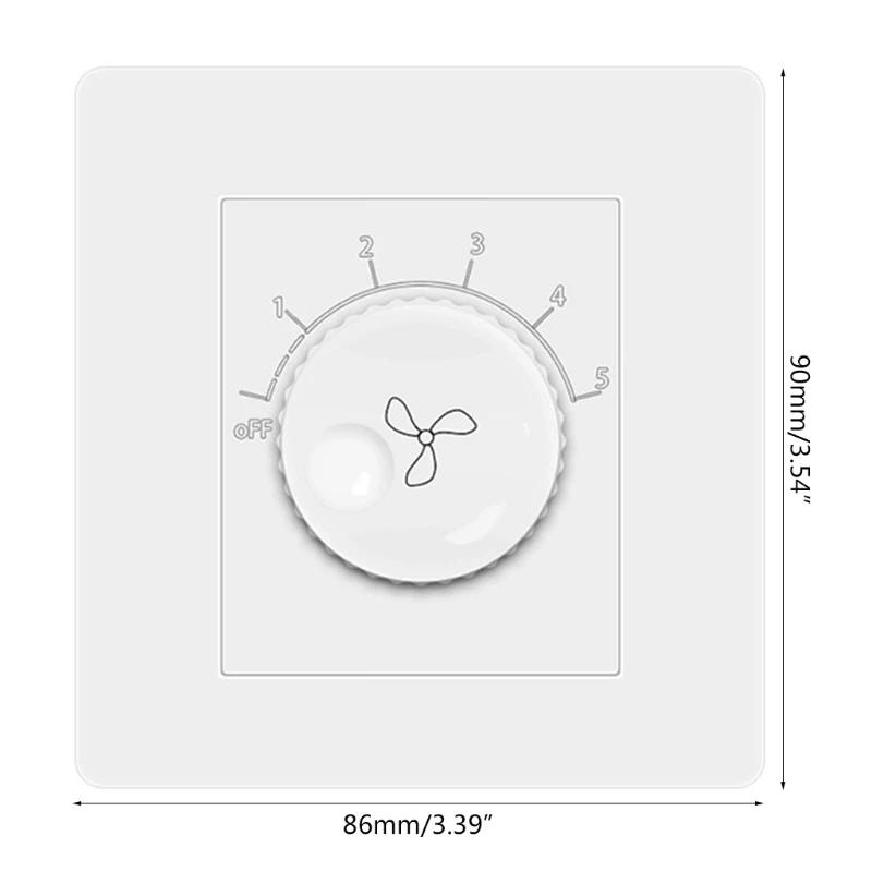 أداة ضبط سرعة التحكم في الحائط ذات السرعة المتغيرة لمروحة السقف الكبيرة، التحكم في مقبض القرص، تركيب بسيط بدون دروبشيبينغ
