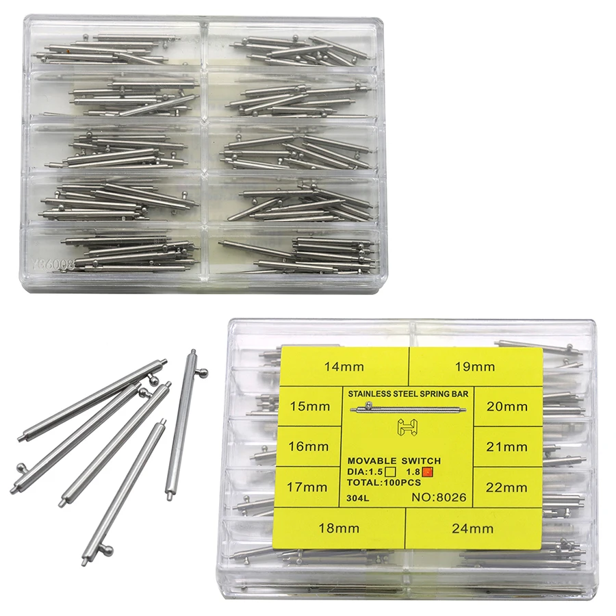 أجزاء الساعة، توصيل قضيب فولاذي بين حزام من الفولاذ المقاوم للصدأ ومقرص الساعة، قضيب أذن سريع الفصل 1.8 مم