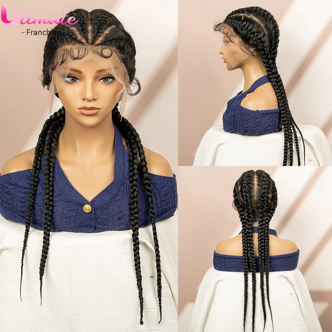 

Женский синтетический парик на шнуровке спереди с плетеными длинными волосами, детский корон, 30-дюймовый парик с косами для женщин