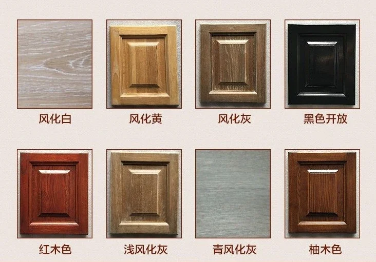 Lemari samping ruang makan dari kayu solid Amerika, dua pintu putih sederhana dan modern, lemari penyimpanan berbentuk melengkung.