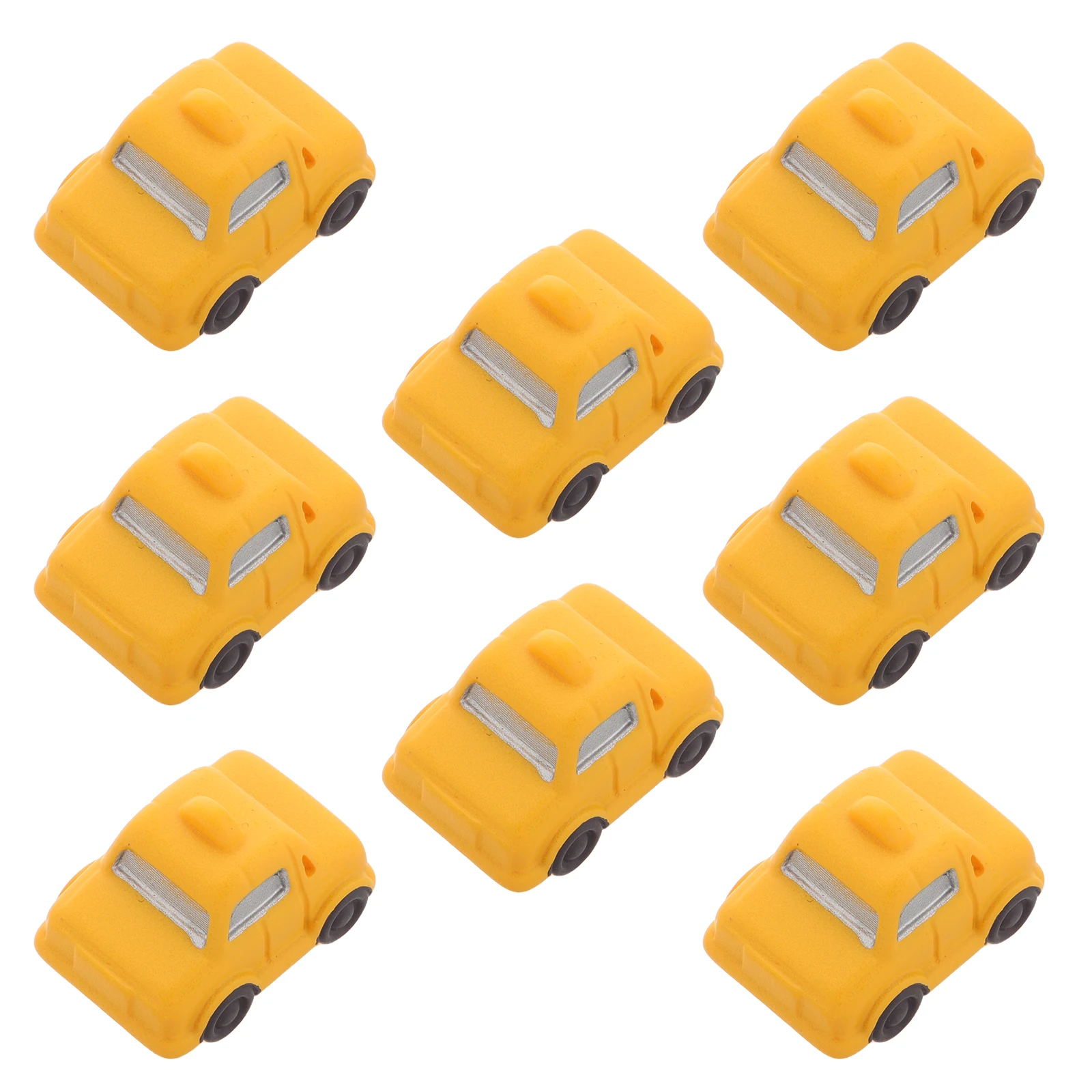 

8pcs Micro Landscape Taxi Decor DIY Road Traffic Accessories Kawaii Car Interior Ornaments Dashboard Trinkets Yellow Home
