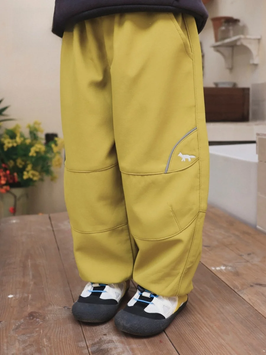 Baby Girl's Winter Fleece Lined Reflective Strip Design Windproof Water Resistant Long Pants Adjustable Waist Comfortable Pol...