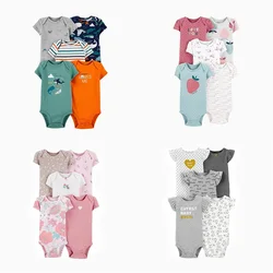 Newborn Baby Girl Boy Clothes Summer Short-Sleeve 100% Cotton Baby Romper Toddler Kids Bodysuit Children's Clothing 5 PCS/SET