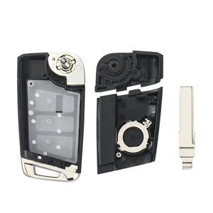 KeyYou cho Volkswagen VW Golf 4 5 6 7 Jetta Passat CC Tiguan Polo Besouro Skoda Flip Shield Key Key FOB 3 Nút Key Key Nút Hải quân chính Golf Golf MK8 - 3