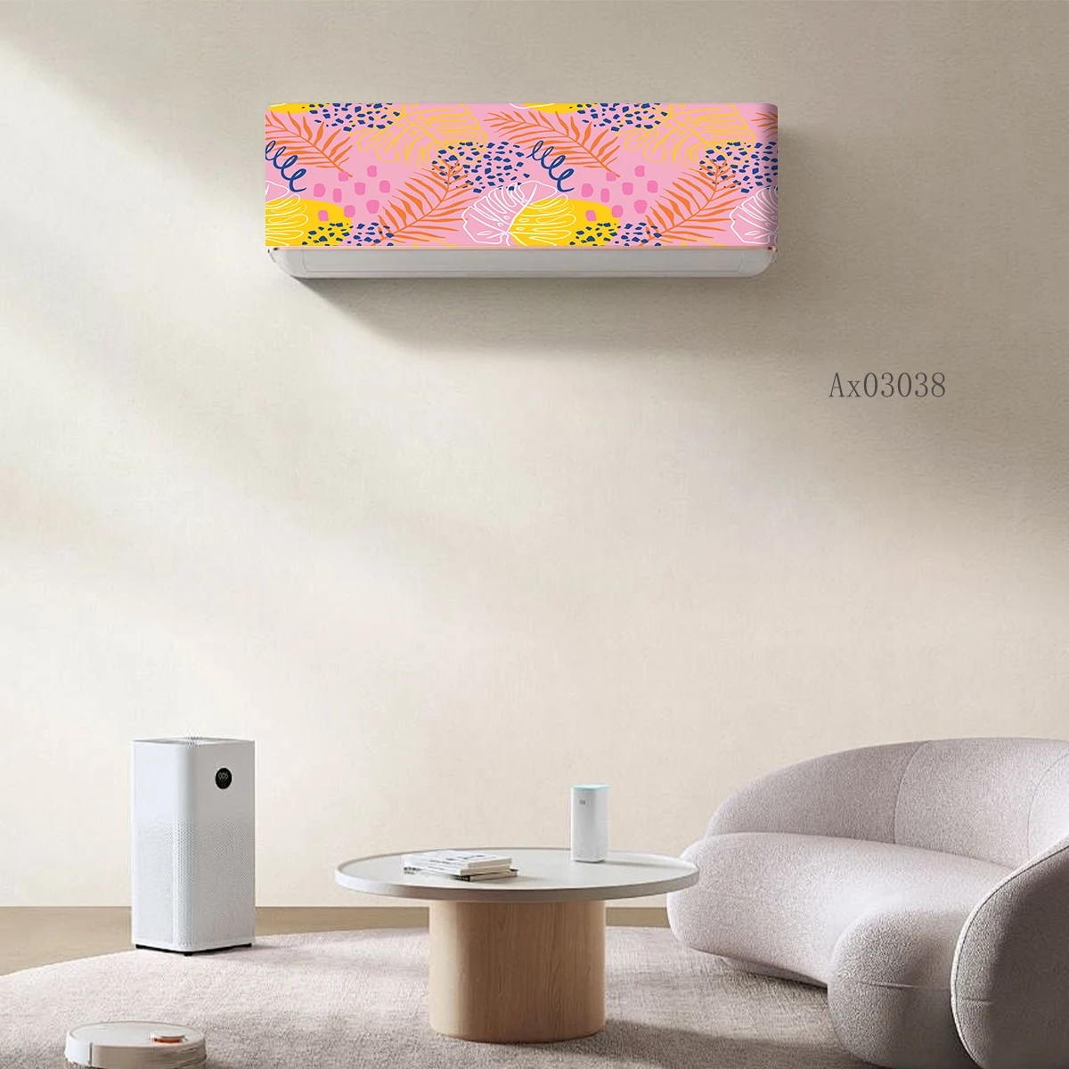 Tropical Palm Leaf Air Conditioner Stickers Waterproof Self-Adhesive Removable Boho Summer Themed Wrap for Home Decor