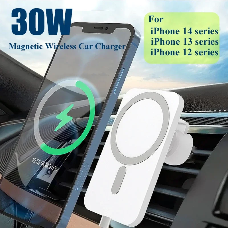 

Wireless Charger Magnetic Car phone Holder for 14 13 Pro Max 12 Phone Accessories 30W Fast Charging Induction Adapter