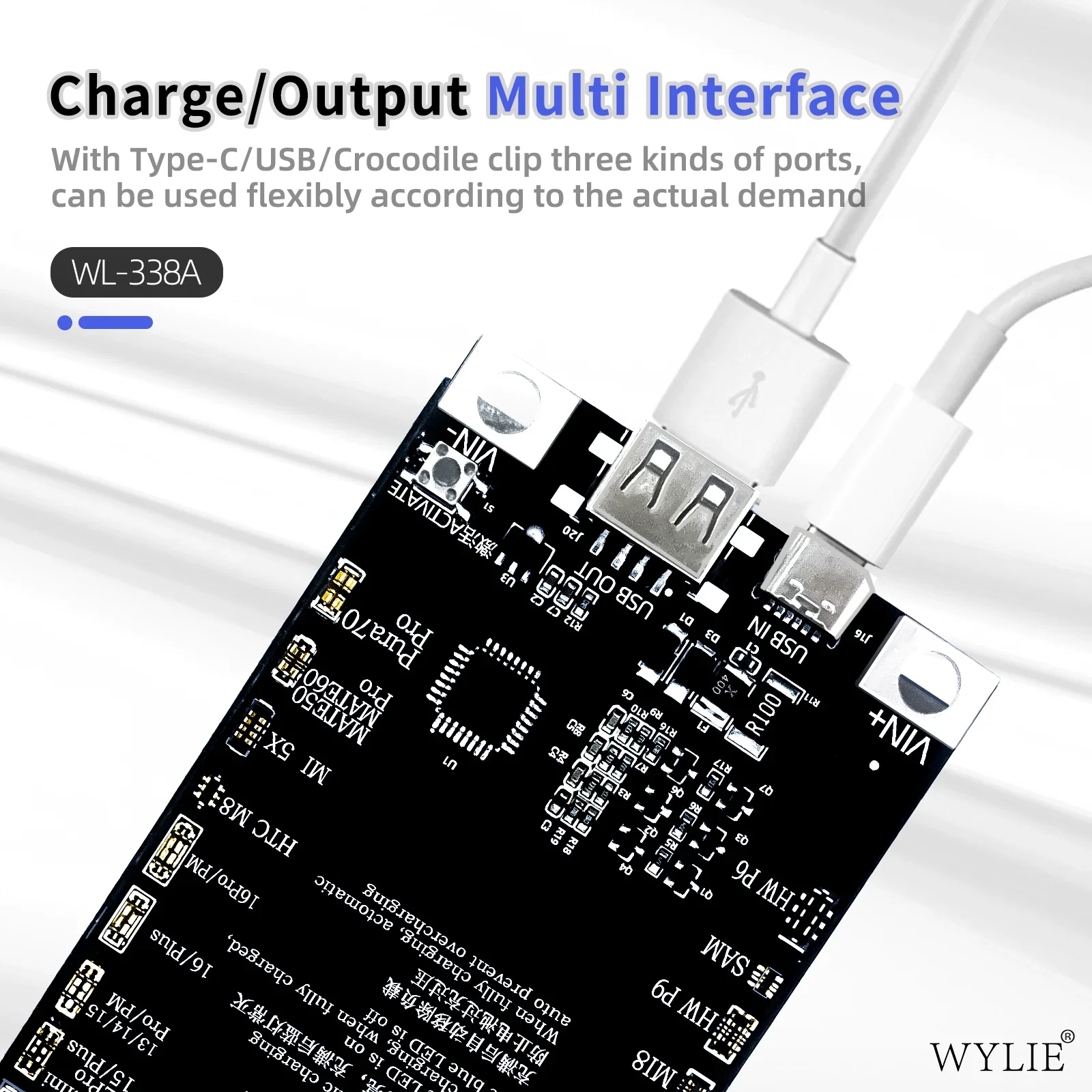 WYLIE WL-338A Smart Battery Activation Board Short Circuit Protection for IPhone 6-16ProMax Android Phone Battery Testing Tool