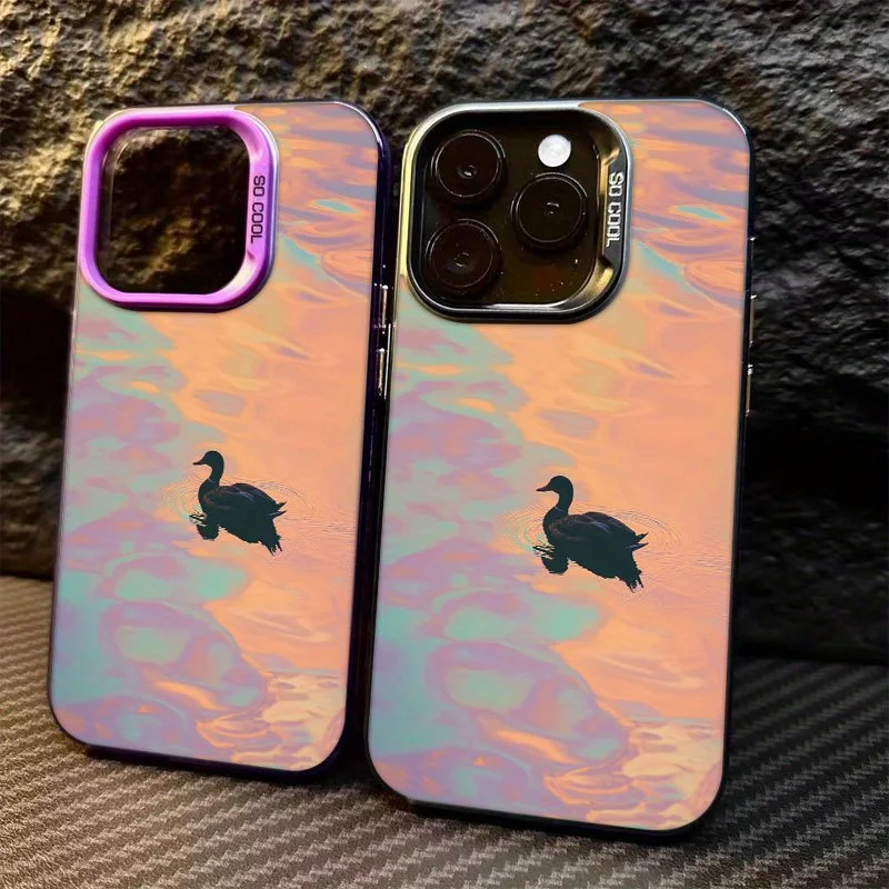 

Duck pattern design phone case for iPhone 16 15 14 13 12 11 Pro/ Max/Plus shock-proof rear cover anti-fingerprint