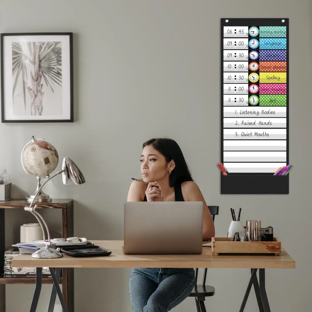 Schedule Pocket Chart Classroom Time Management Tools Versatile Educational Pocket Chart for Schedules Classroom for Preschool