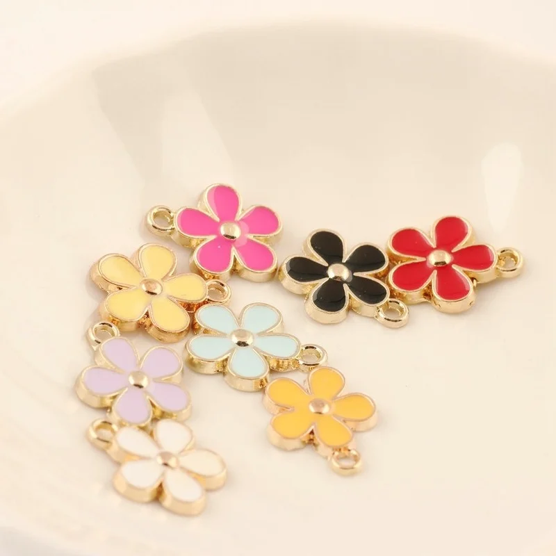 30PCS/Lot New Arrival Jewelry Flower DIY Pendants Charms Oil Drop Metal Alloy Bracelet Charm