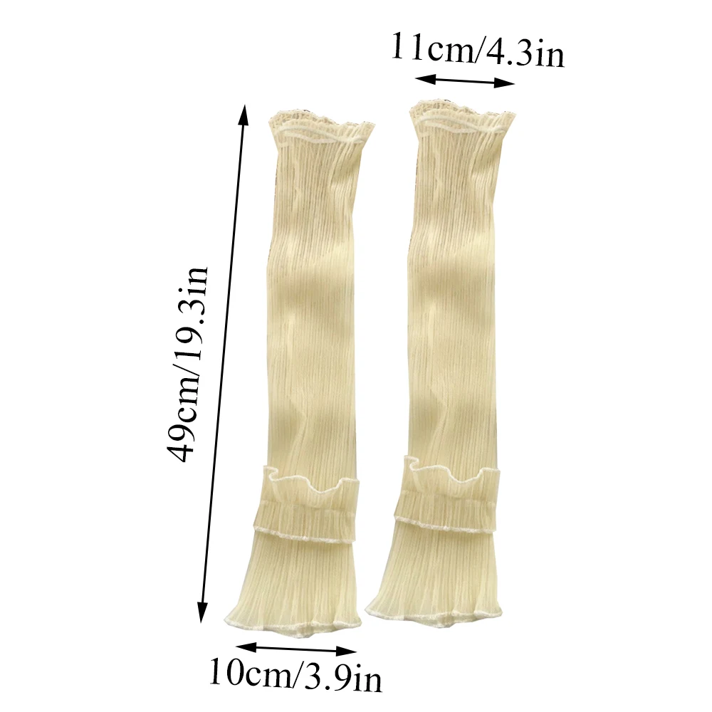 واقية من الشمس سيدة الأكمام رقيقة الدانتيل الأصفاد باردة شبكة الذراع كم واقية من الشمس الأشعة فوق البنفسجية تنفس القفازات الحرير الجليد طويلة أصابع قفازات #6