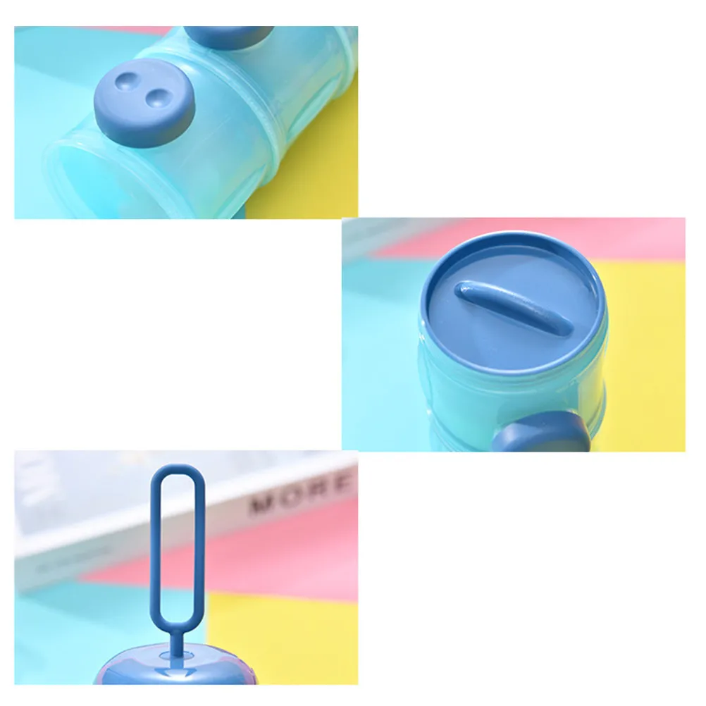 3 Layer Baby Formula Dispenser Pig Shaped Sealed Stackable Milk Powder Container Portable Snack Cup for Fruits Oatmeal Cornflour