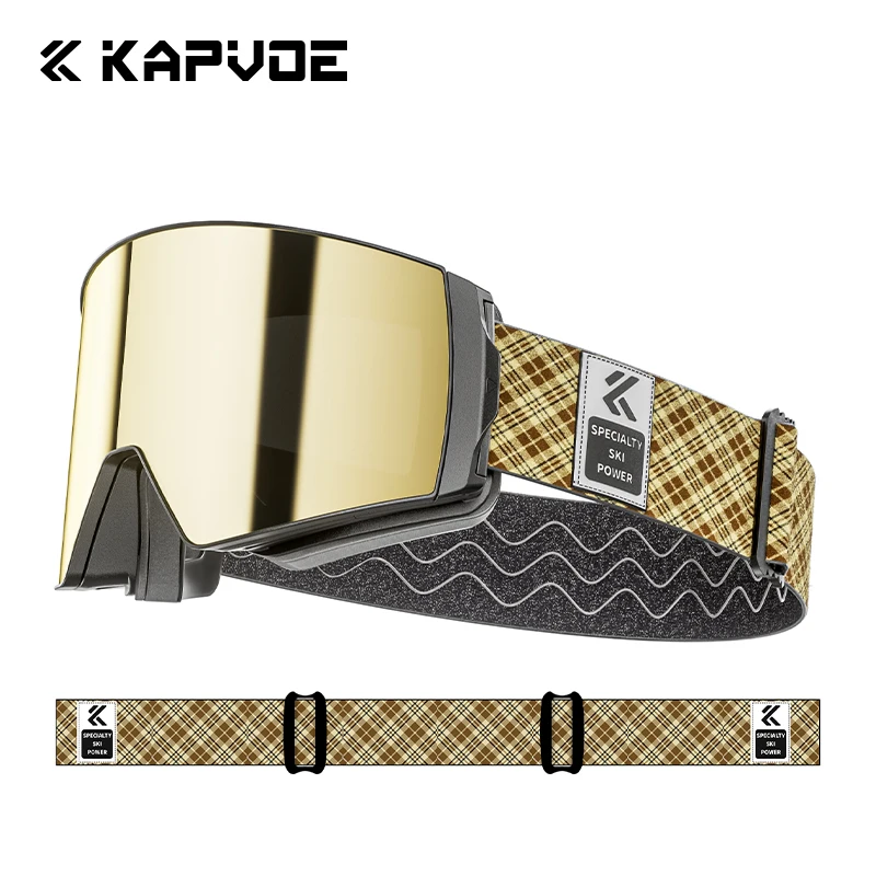 Kapvoe الرجال نظارات التزلج على الجليد التزلج على الجليد قناع للنساء مكافحة الضباب عدسة عدة UV400 حماية الثلج نظارات دراجة نارية #1