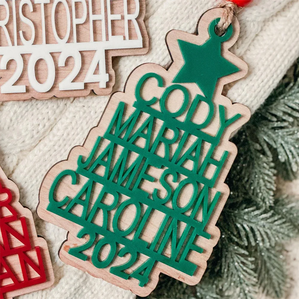 Adorno familiar de árbol de Navidad apilado |   Adorno navideño familiar personalizado |   Regalos de Navidad |   Regalos para abuelos