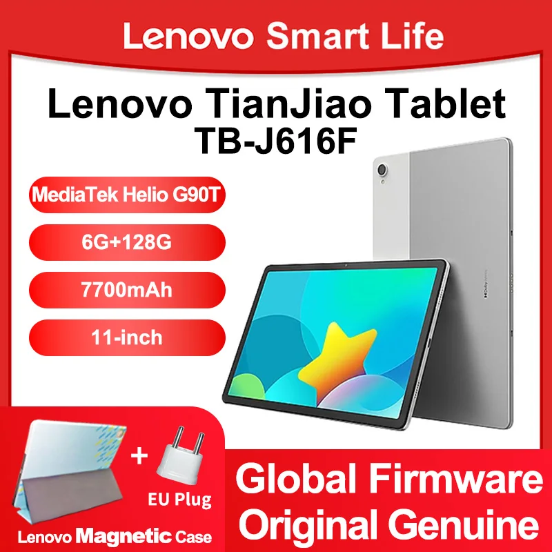 Lenovo Tianjiao TB-J616F 11 Inch 2k Screen 6GB 128GB 7700mAh Battery MediaTek Helio G90T Android 11 Wifi Pad Tablet PC With Case