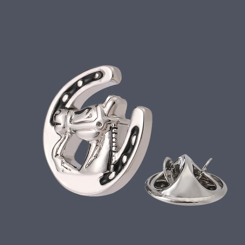 High end men\'s women\'s brooches Classic round animal horse head lapel pins hats scarves coats neckpins accessories jewelry gifts
