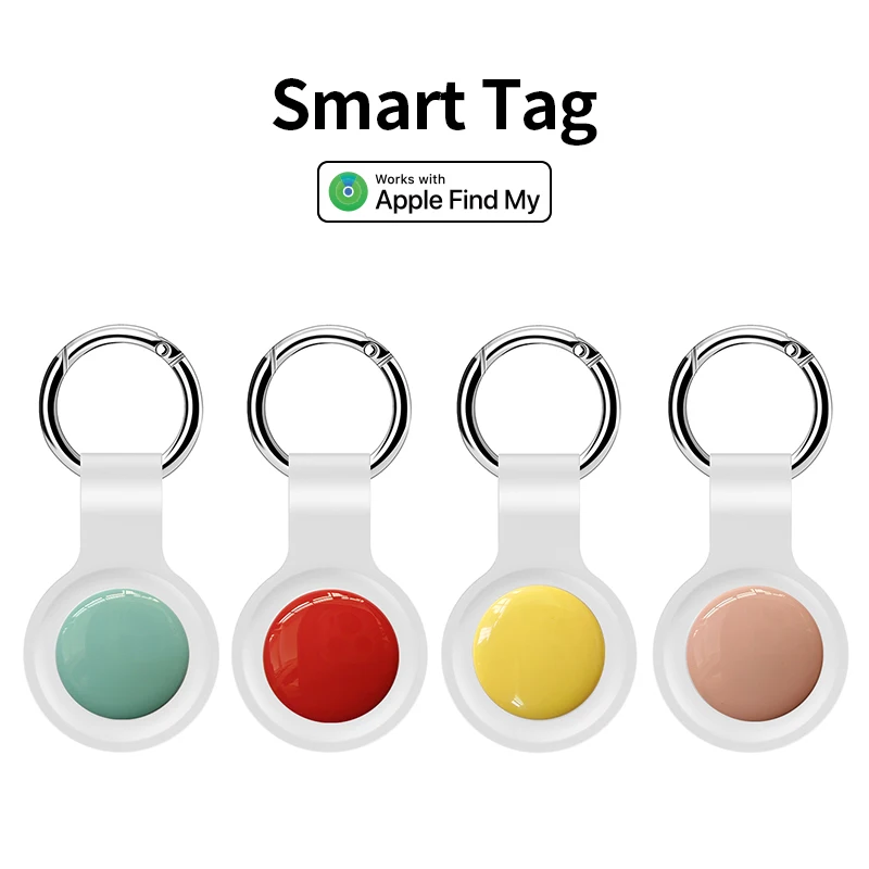 4 Bundle Bluetooth GPS Smart Tag with Soft Shell Replacement for Airtag Anti-lose Tracker Work with Apple Find My App Key Finder