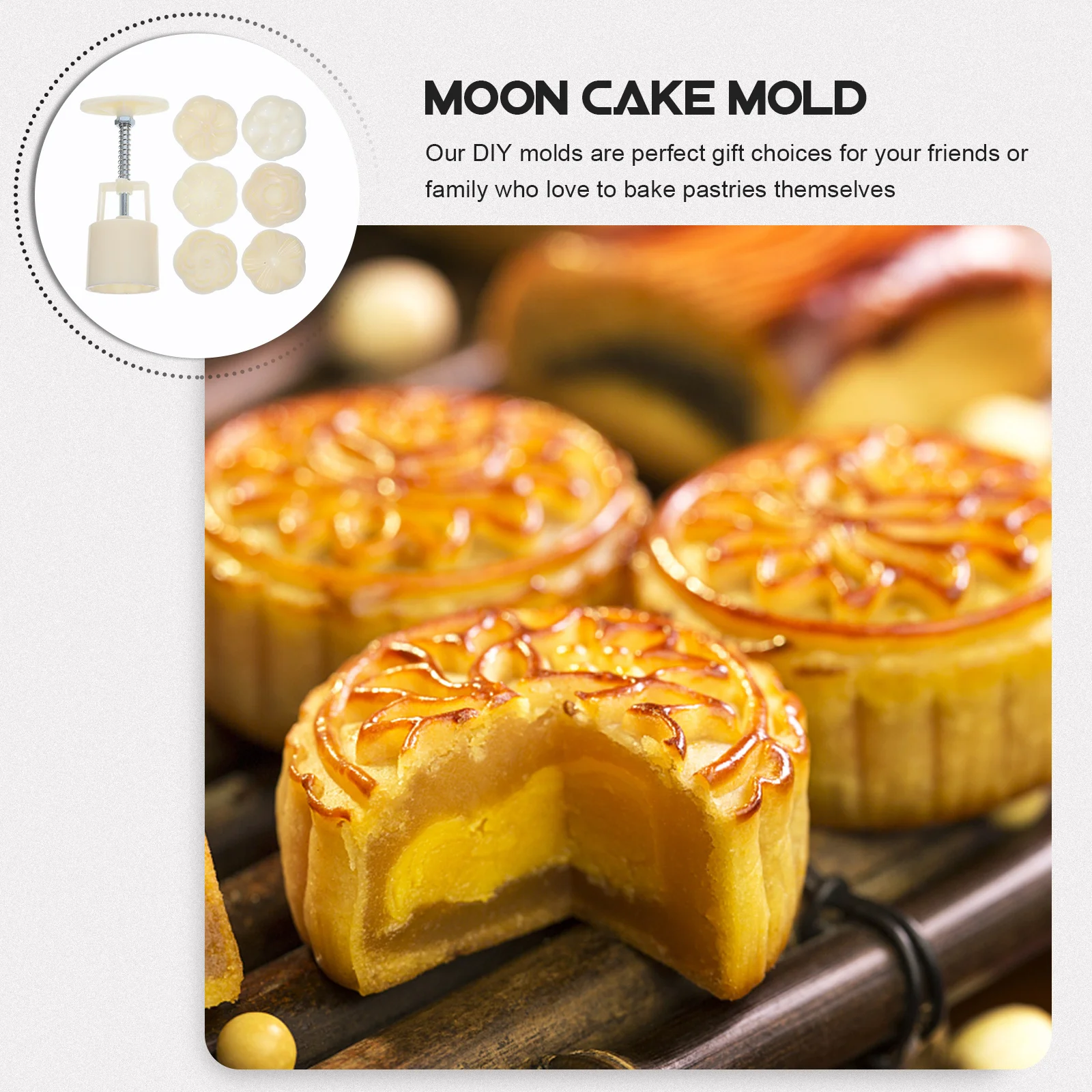 

1 set 1 Set Diy Moon Cake Mold Hand Press Floral Pattern Baking Tool Cookie Press Mold Kitchen Gadget For Dessert Making