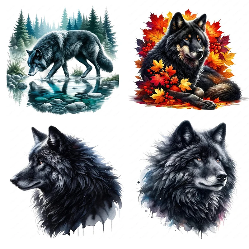 MT828# Wolf In The Forest Stickers,Wall Toilet Decal Removable, Vinyl Car Sticker for Bathroom Decor, Outdoor Indoor Use