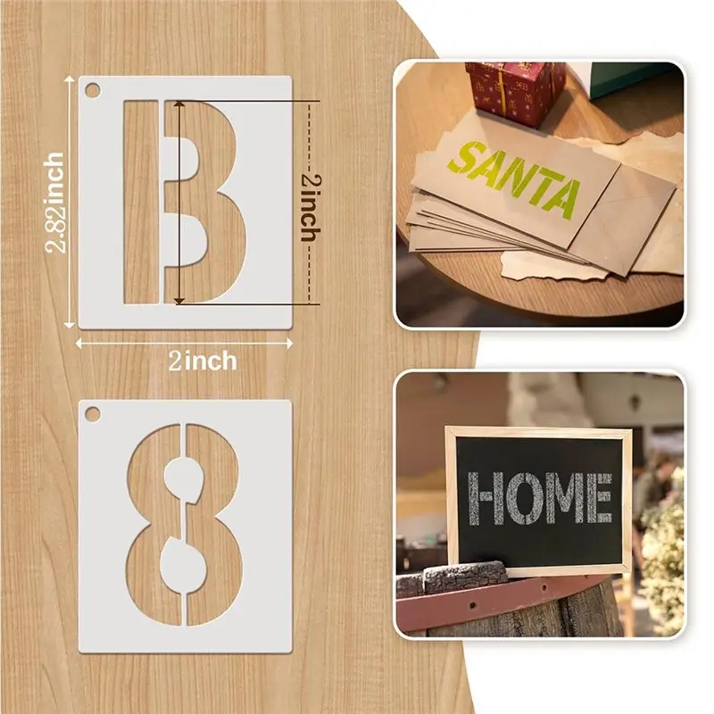 NEW HOT In Stock-Wood Burning Rock Painting For DIY Ornament Cards 2 Inch Letter Stencils And Numbers:42 PCS Alphabet& Number St