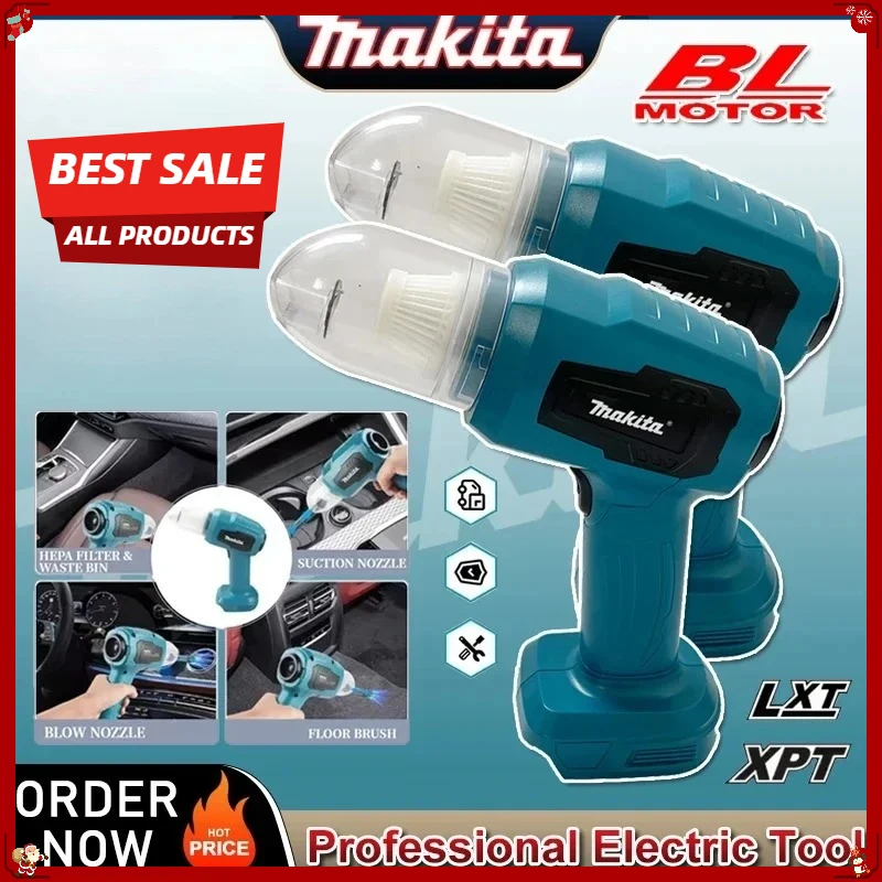 

Makita Strong Suction Mini Electric Vacuum Cleaner Wireless Handheld Home Cleaner Blower With 7 Nozzeles for Makita Battery