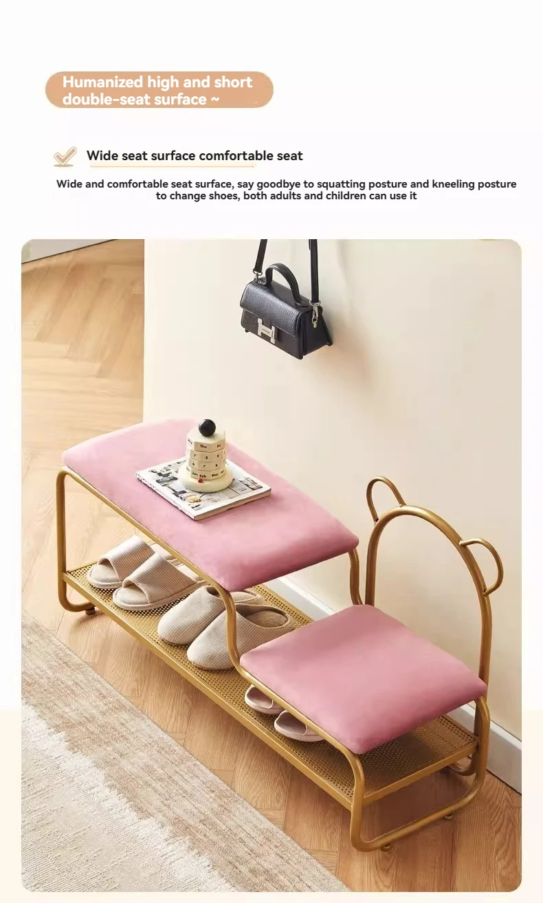Integrated Shoe Changing Stool And Shoe Cabinet for Home Entrance Simple Design Door with Changing Stool at Entrance