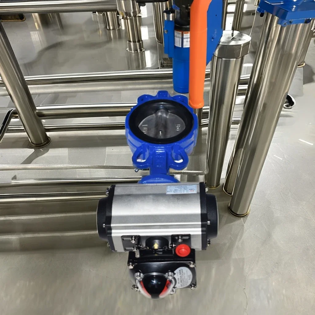 DN100 Stainless Steel Wafer Type Butterfly Valves with Pneumatic Actuator for General Application OEM Customizable