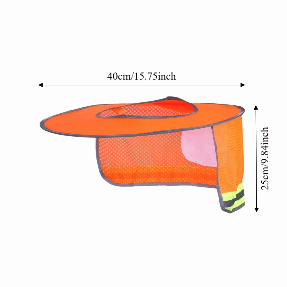 Durable Breathable Hard Hat Reflective Orange Sun Visor Summer Large Brim Sun Shield Work