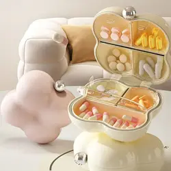 7-Day Portable Flower-Shaped Pill Organizer Compact Medication Divider Box with Individual Compartments for Daily Use