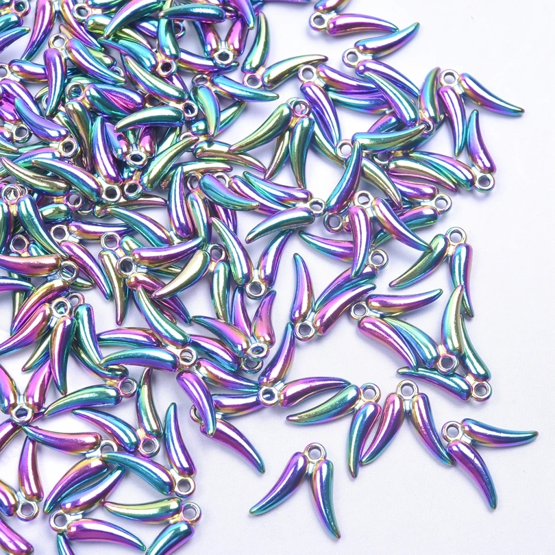 10PCS/lot Stainless Steel Chili Pepper Charms Horn Pendants Red Pepper DIY Earrings Jewelry Making Necklace Findings Wholesale - Detail 1