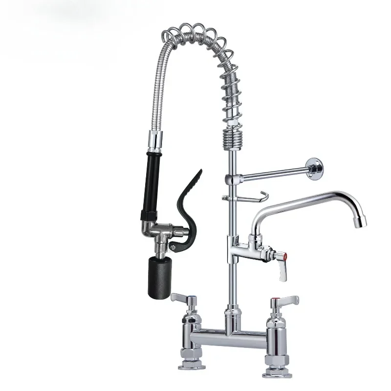 Sink stand shower faucet, all copper commercial kitchen faucet shower