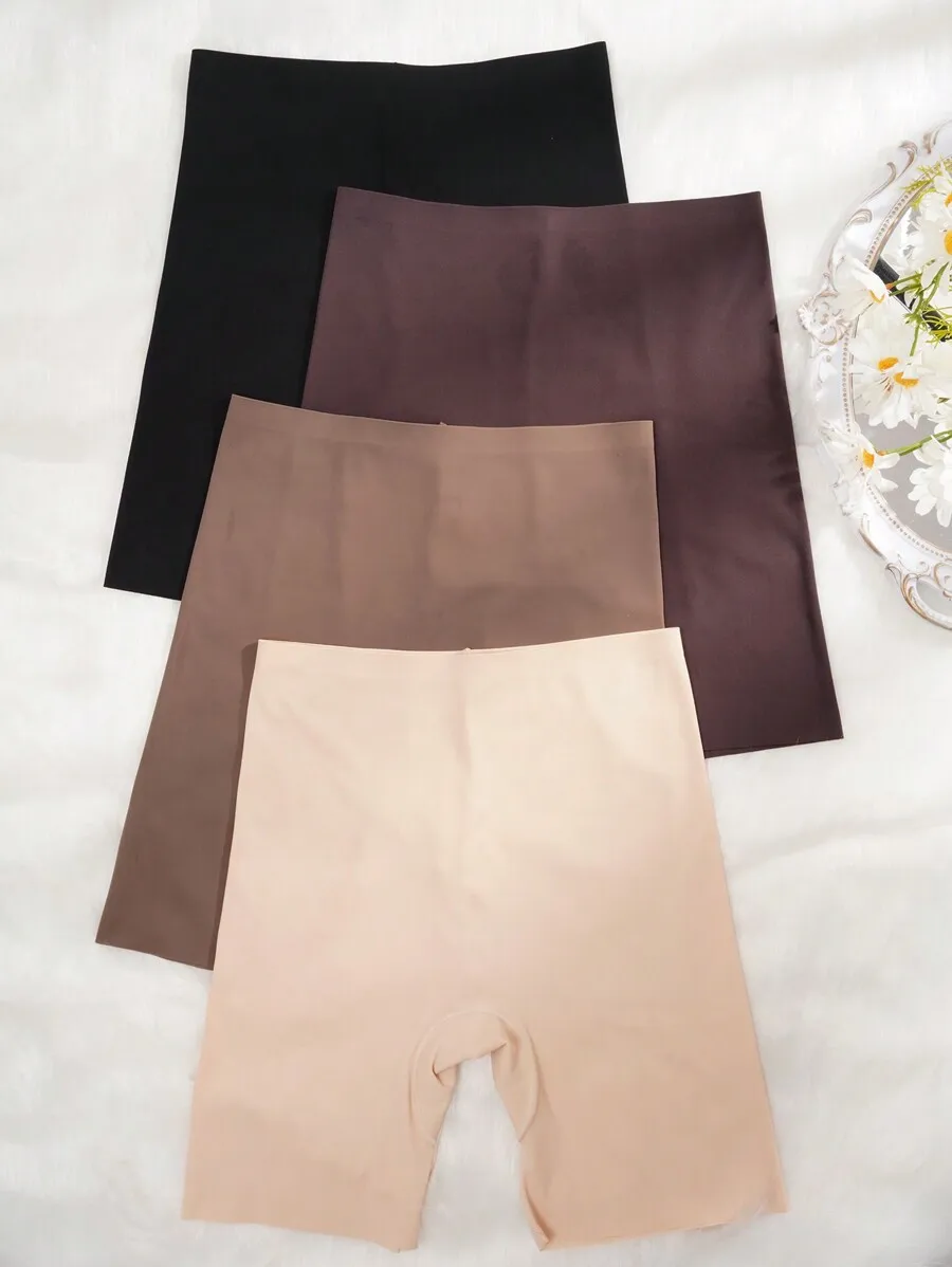 4pcs Seamless High Waist Square Shorts Women Ice Silk Underpants Body Shaper