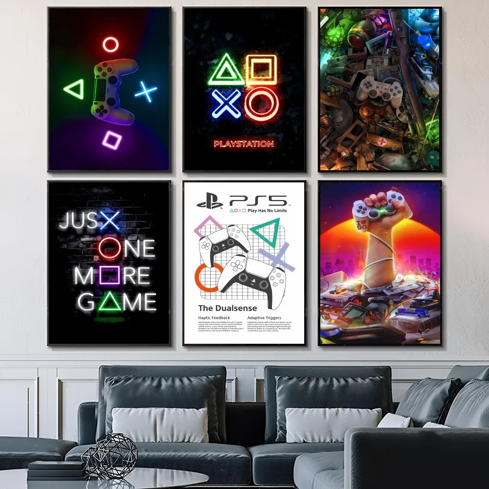 

P-PlayStation Poster Self-adhesive Art Waterproof Paper Sticker Coffee House Bar Room Wall Decor
