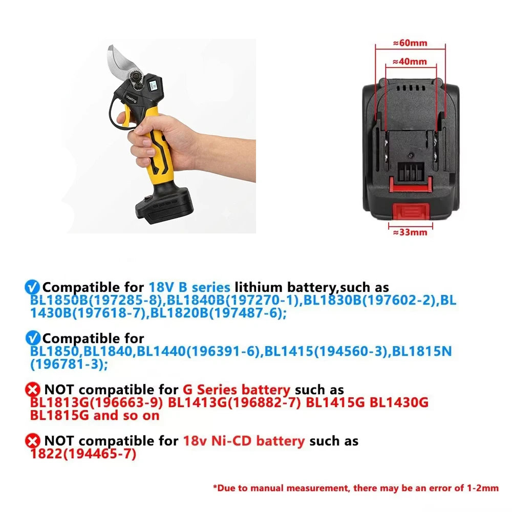 Cordless Brushless Electric Pruning Shears LED Display Compatible with Makita 18V Battery Professional Electric Garden Scissors - view 6
