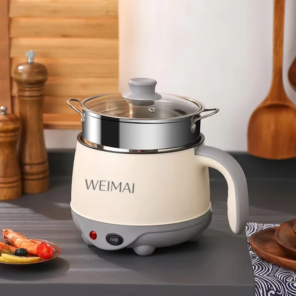 1 Stück Multifunktionaler Mini-Elektro-Hot-Pot mit Dampfgarer, Antihaft-Kochtopf mit Glasdeckel, Elektrische Bratpfanne für Nudelsuppe, Kompakter Elektro-Kocher für Zuhause und Studentenwohnheim,