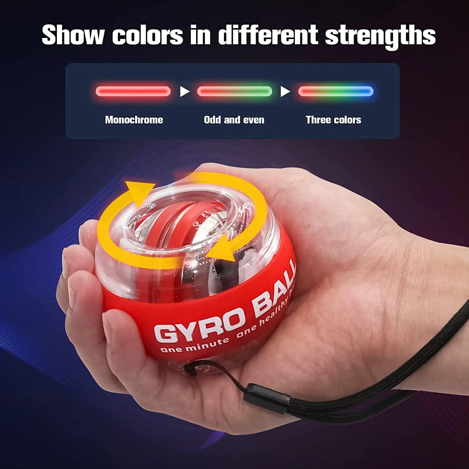 Gyroscopic Power Trainball Autostart Range Gyro Power Wrist Ball with LED Lights Arm Hand Muscle Force Trainer Fitness Equipment