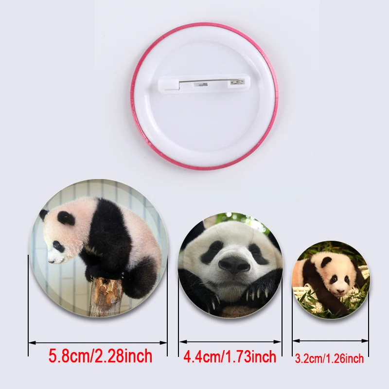 Fu Bao/Xiang Xiang/Ru Yi Badge Cute Chinese Pandas Brooches Clothing Backpack Accessories HD Print Handmade Pin Gift 32/44/58mm