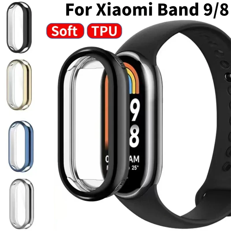 Custodia morbida in silicone TPU per Xiaomi Mi Band 9 Smartwatch protezione schermo telaio paraurti per Xiaomi Mi Band 8 Mi Band 9 Cover Shell