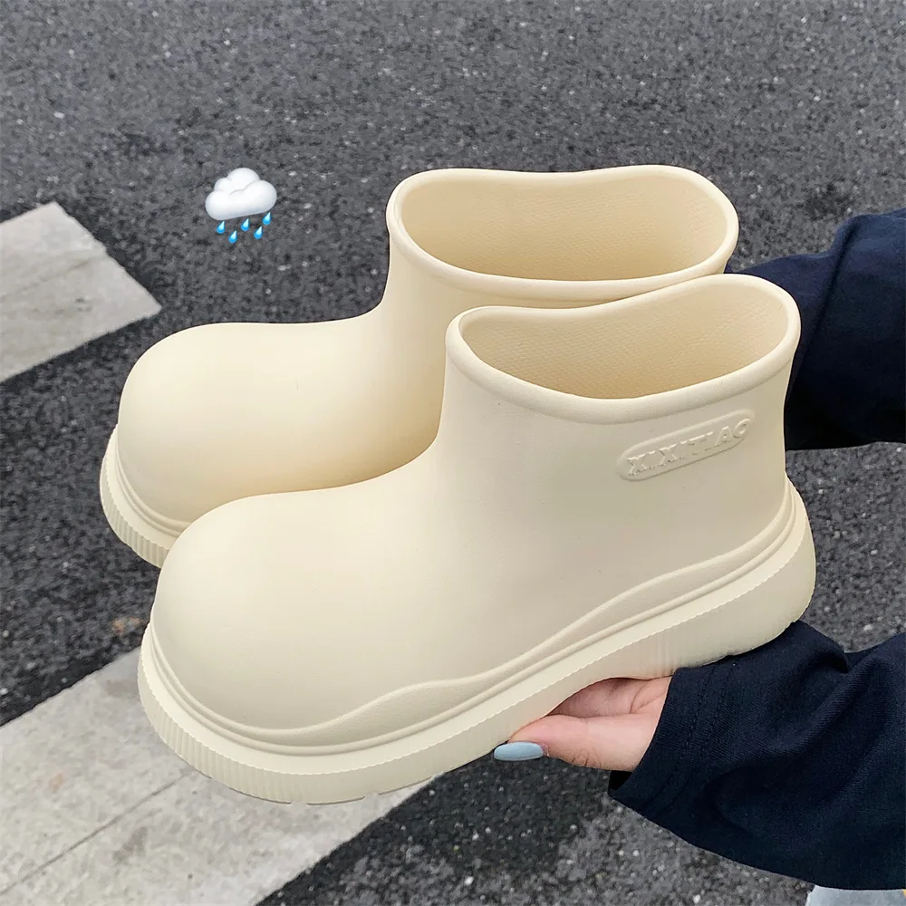 Duck Aqua Shoes Women\'s Waterproof Rain Boots Candy Color Water Shoes Youth Girls EVA Water Boots Woman Pink Mid Calf Rain Shoes