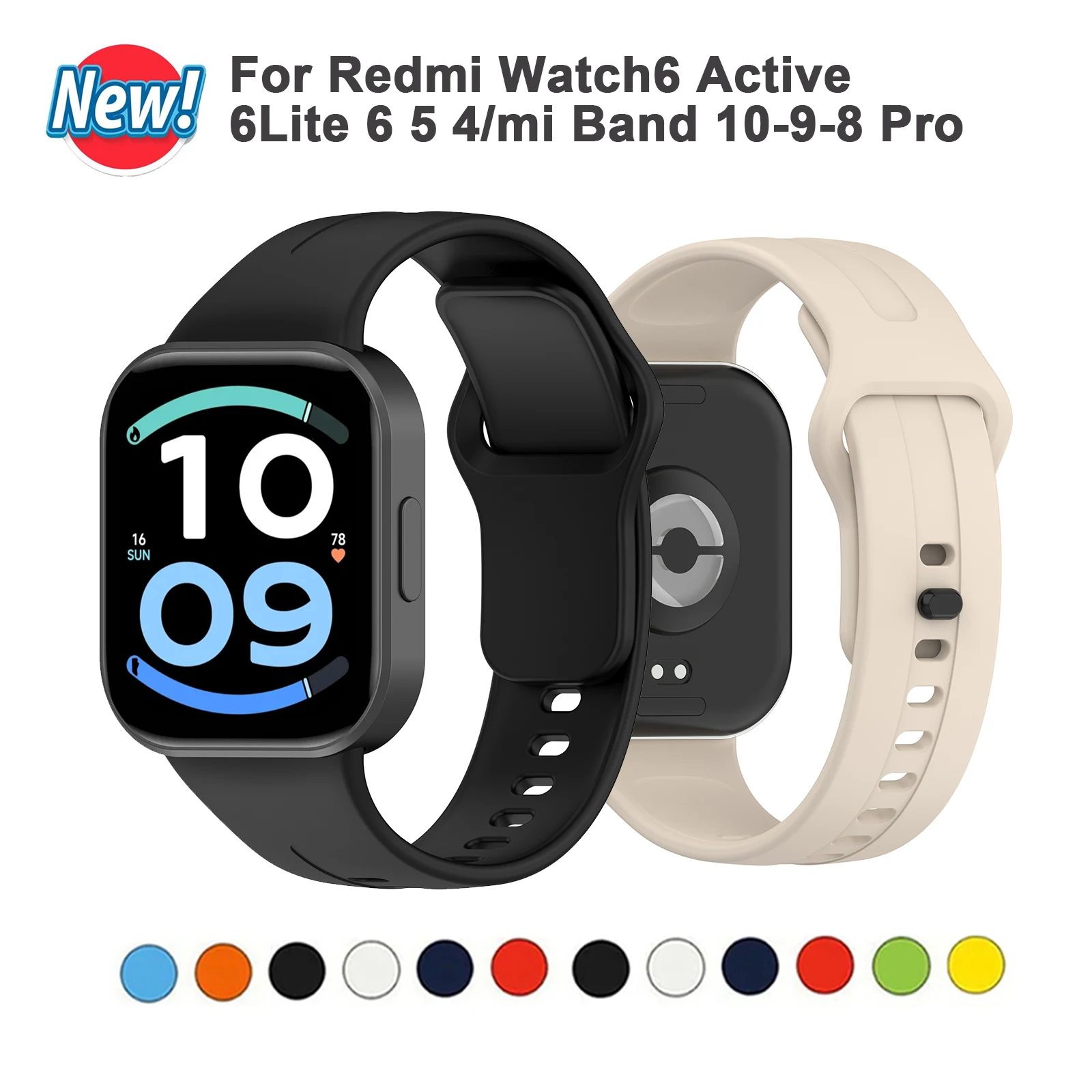 Soft Silicone Strap for Redmi Watch 6 Active 6Lite 6 5 4 Watch Sport Strap Wristband for Xiaomi Smart Band 10/9/8 Pro Bracelet