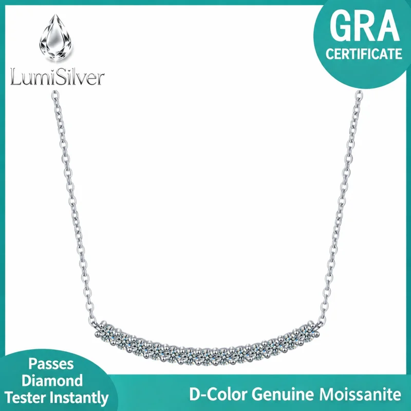 925 Sterling Silver Smiling Face Necklace High-End Moissanite Pendant Clavicle Chain Jewelry Cross-Border Popular Accessory