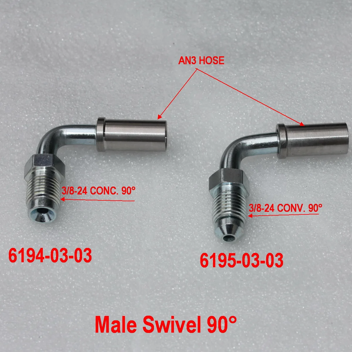 3/8-24 Male Swivel Fitting 90 Degree for An3 Braided Hose