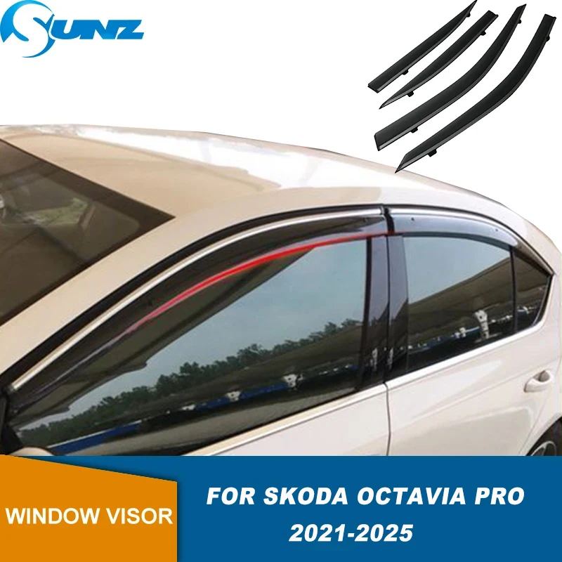 Akcesoria samochodowe Owiewki szyb Deflektory szyb do Skoda Octavia Pro 2021 2022 2023 2024 2025 Osłony przeciwsłoneczne i przeciwdeszczowe SUNZ