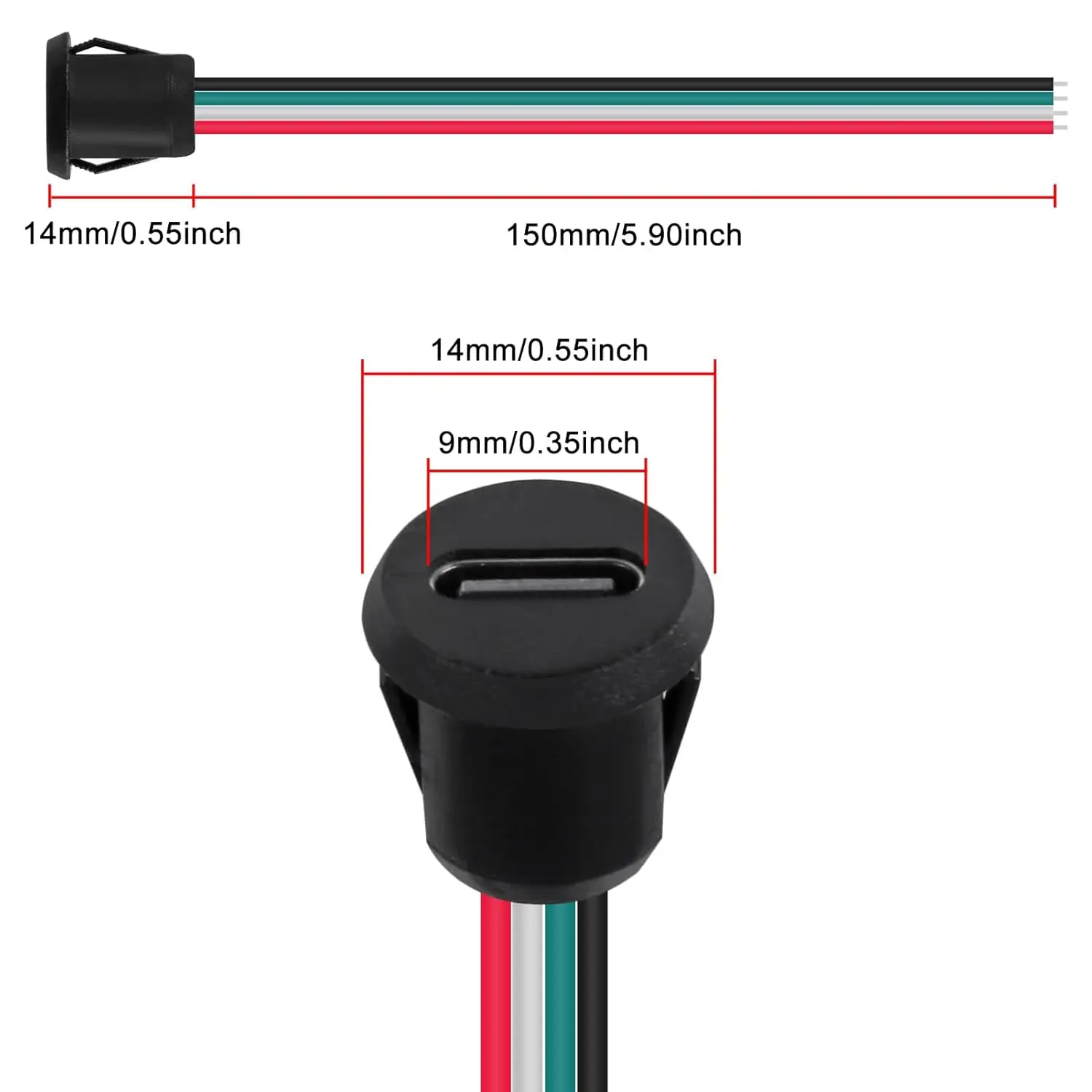 8pcs Type-C Female Chassis 4pin Without Terminal Direct Crimp USB Female Chassis C Connector Jack Female Charging Port Waterproo