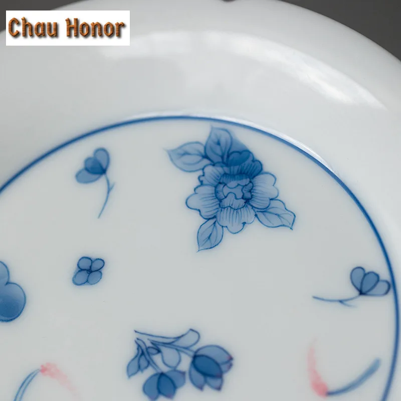 Boutique Pure Handpainted Love Of Butterfly Art Ceramic Tea Trays Zisha Pot Bearing Holder Plates For Snack Support Tea Ceremony view 2