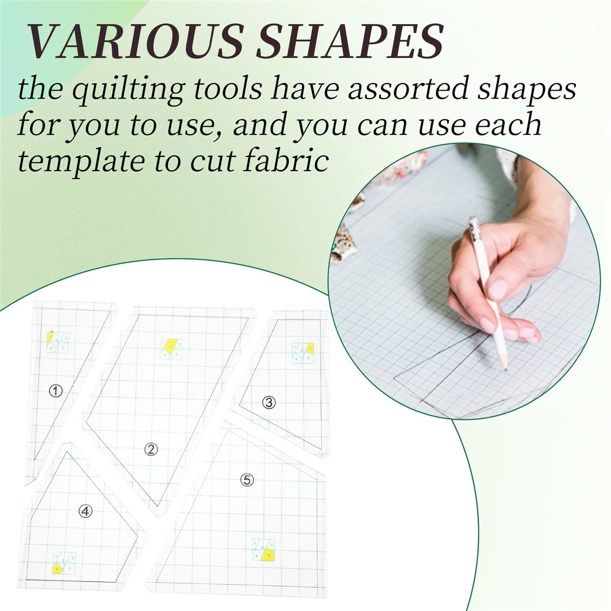 

A32P_5 шт. набор шаблонов для квилтинга, линейка для швейной машины, сделай сам, ручная лоскутная линейка для квилтинга, шаблоны для квилтинга, квадратные шаблоны