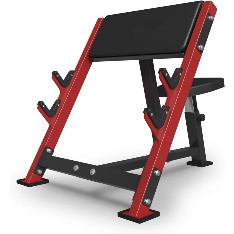 Preacher Curl Bench, Seated Arm Isolated Barbell Dumbbell Bicep Station, Machine Holders for Home Gym